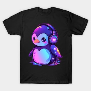 Cute Penguin With Headphones T-Shirt